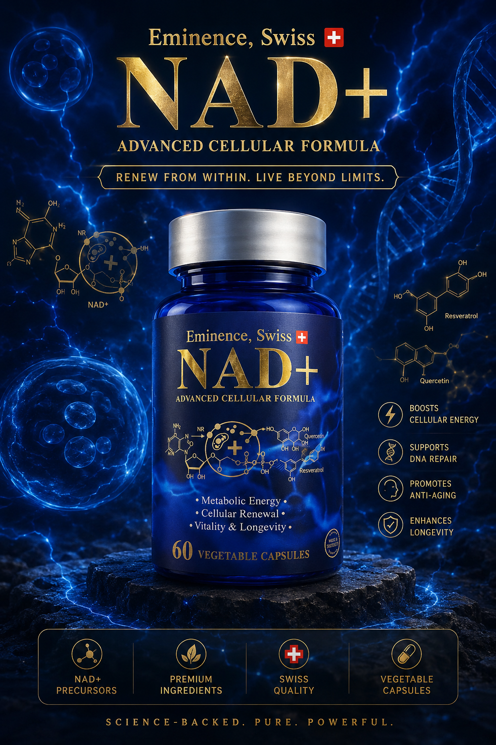 Eminence Swiss NAD+ front bottle